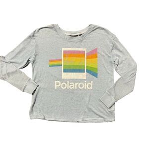 Polaroid Retro Shirt Womens‎ S Cropped Long Sleeve Camera Photography Colorful